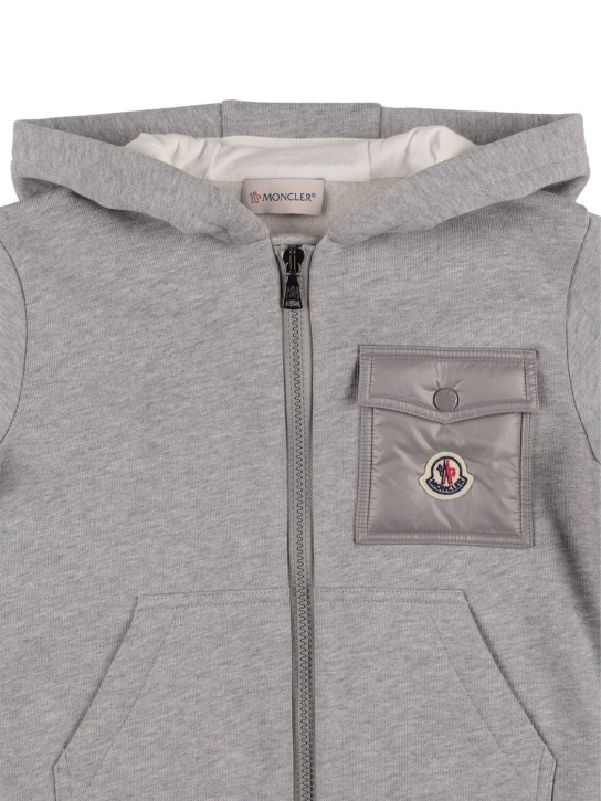 Moncler: Cotton hoodie & sweatpants - Grey - kids-boys_1 | Luisa Via Roma
