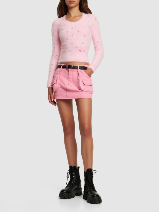 Philosophy Di Lorenzo Serafini: Embellished fuzzy sweater - Pink - women_1 | Luisa Via Roma