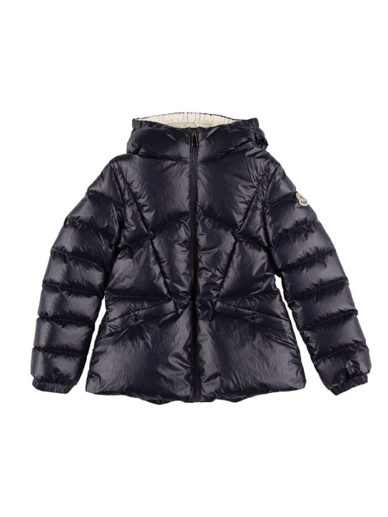 Moncler: Seine shiny nylon down jacket - Navy - kids-girls_0 | Luisa Via Roma