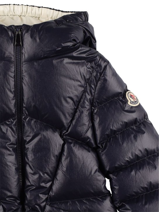 Moncler: Seine shiny nylon down jacket - Navy - kids-boys_1 | Luisa Via Roma