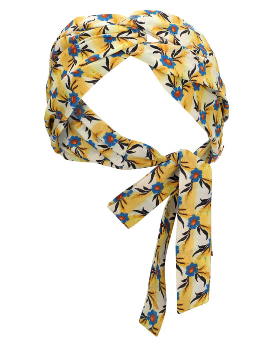 Etro: Printed silk bandana - Multi/Yellow - women_0 | Luisa Via Roma