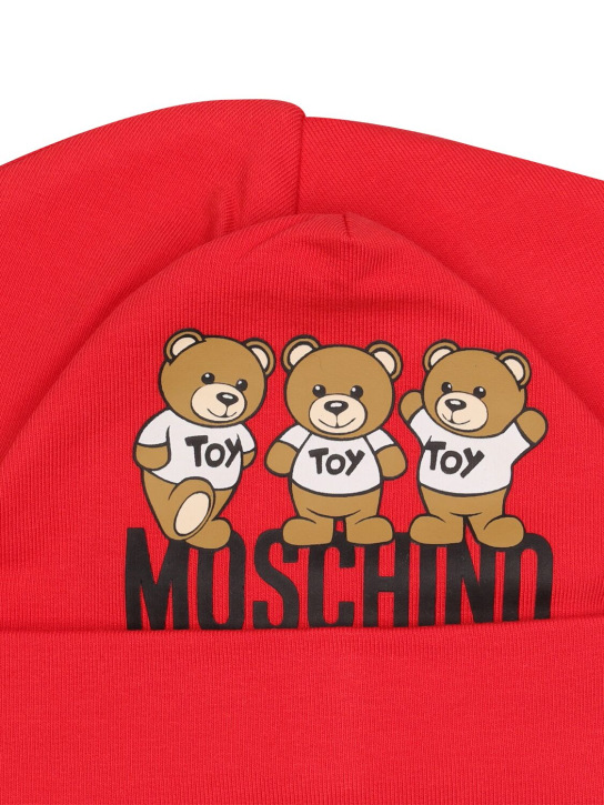 Moschino: Printed cotton beanie - Red - kids-boys_1 | Luisa Via Roma