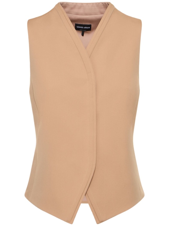 Giorgio Armani: Silk crepe vest - Light Brown - women_0 | Luisa Via Roma
