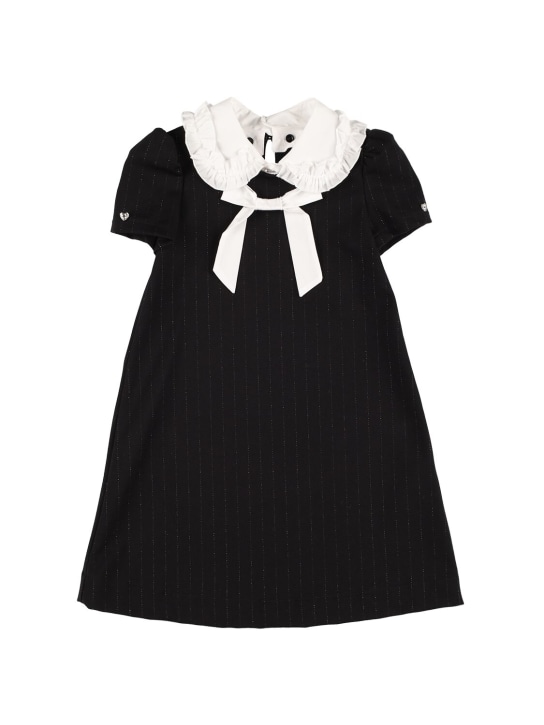 Monnalisa: Lurex Punto Milano dress w/ bow - Black - kids-girls_0 | Luisa Via Roma