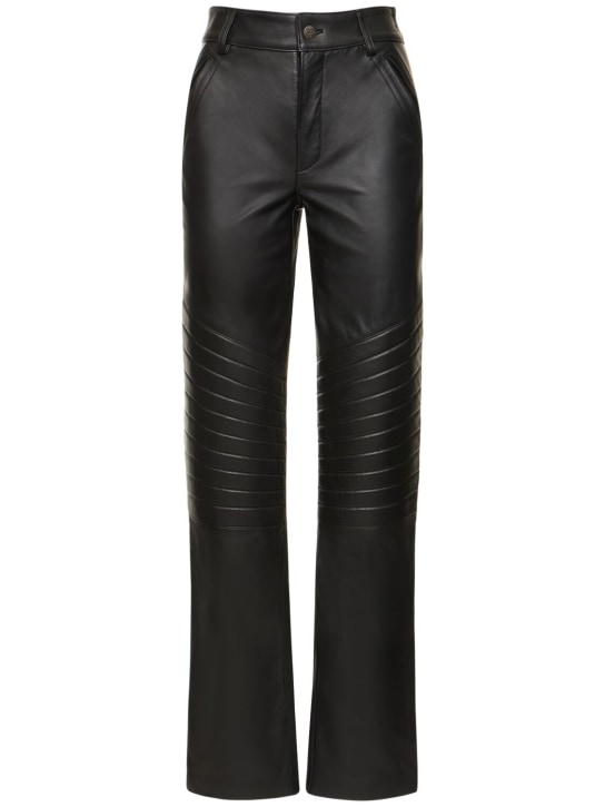 Giuseppe Di Morabito: Leather straight pants - Black - women_0 | Luisa Via Roma