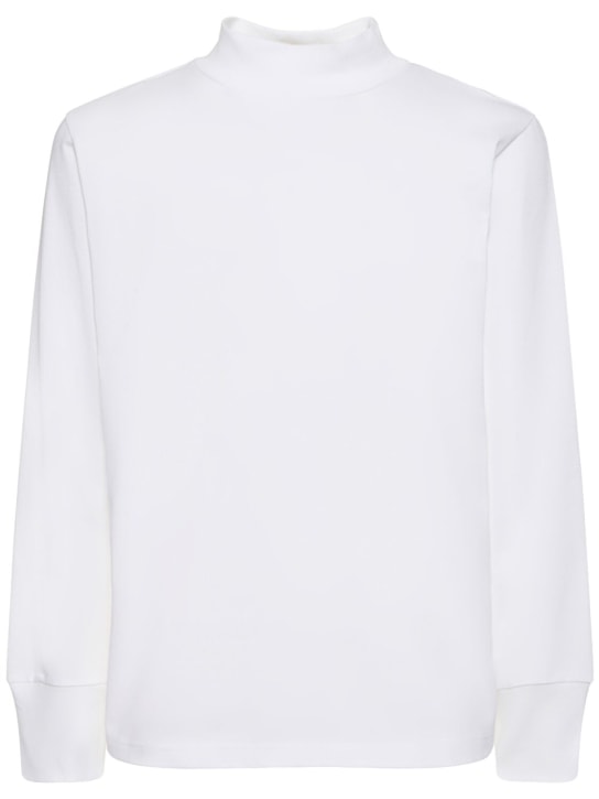 Sacai: T-shirt collo alto in cotone con logo - Bianco - men_0 | Luisa Via Roma