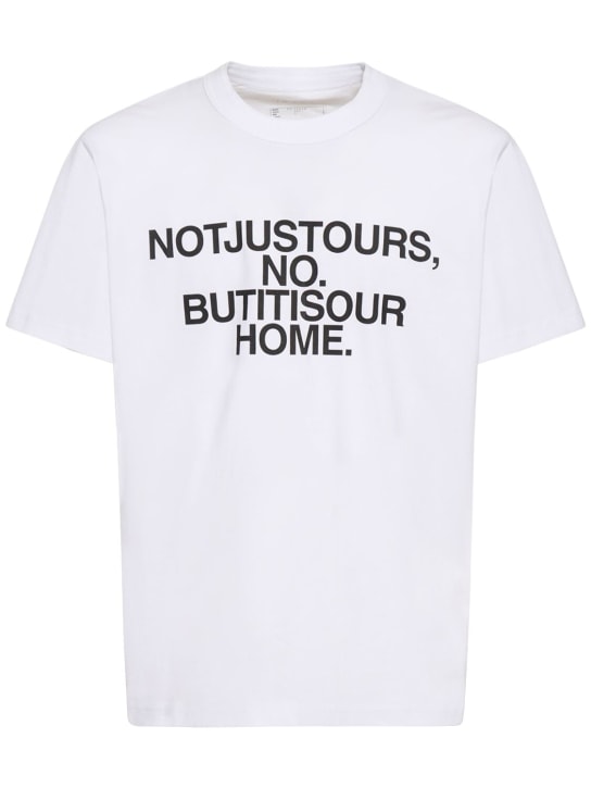 Sacai: Graphic cotton t-shirt - White - men_0 | Luisa Via Roma
