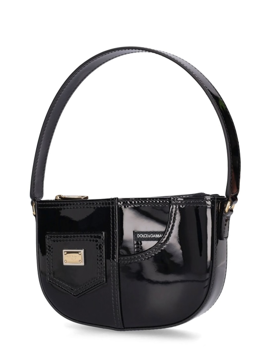 Dolce&Gabbana: Patent leather shoulder bag - Black - kids-girls_1 | Luisa Via Roma
