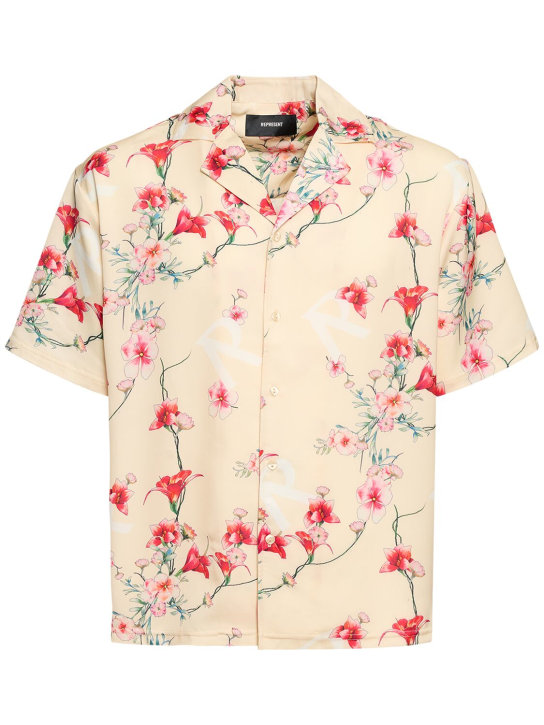 Represent: Floral printed logo short sleeve shirt - Cream - men_0 | Luisa Via Roma