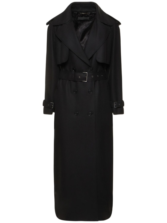 Alberta Ferretti: Trench-coat long en toile - Noir - women_0 | Luisa Via Roma