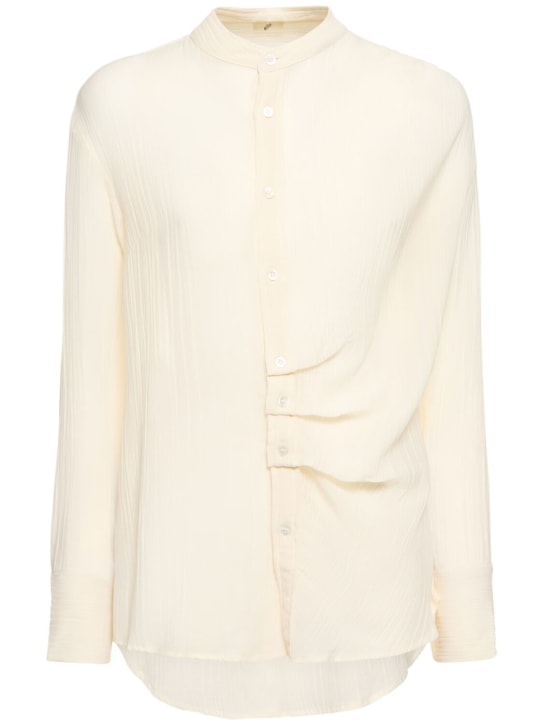 Bite Studios: Georgette organic cotton & silk shirt - White - women_0 | Luisa Via Roma