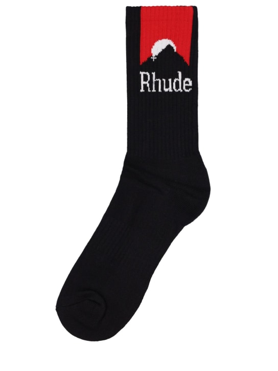 RHUDE: Moonlight sport socks - Black - men_0 | Luisa Via Roma