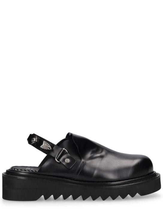 Toga Virilis: Black皮革穆勒鞋 - 黑色 - men_0 | Luisa Via Roma