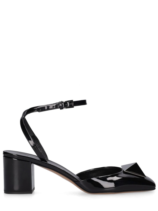 Valentino Garavani: 60mm One Stud patent leather pumps - Black - women_0 | Luisa Via Roma