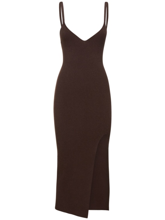 Michael Kors Collection: Viscos crepe midi dress - Brown - women_0 | Luisa Via Roma