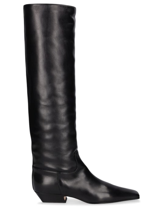 Khaite: 25mm Marfa leather boots - Black - women_0 | Luisa Via Roma
