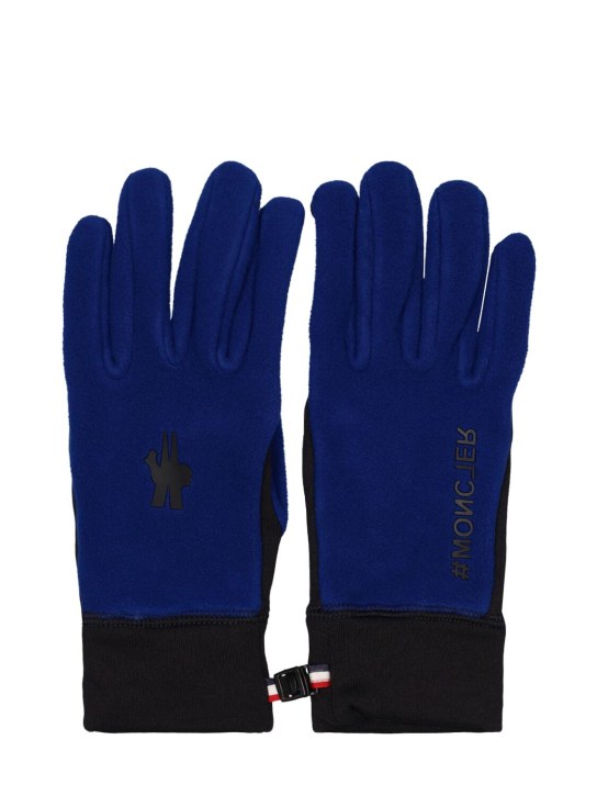 Moncler Grenoble: Stretch tech fleece gloves - Blue/Black - men_0 | Luisa Via Roma