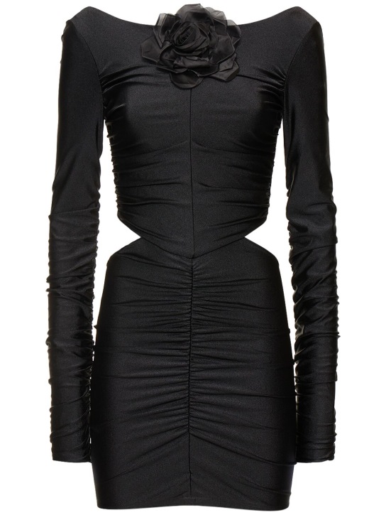 Giuseppe Di Morabito: Shiny stretch jersey mini dress - Black - women_0 | Luisa Via Roma
