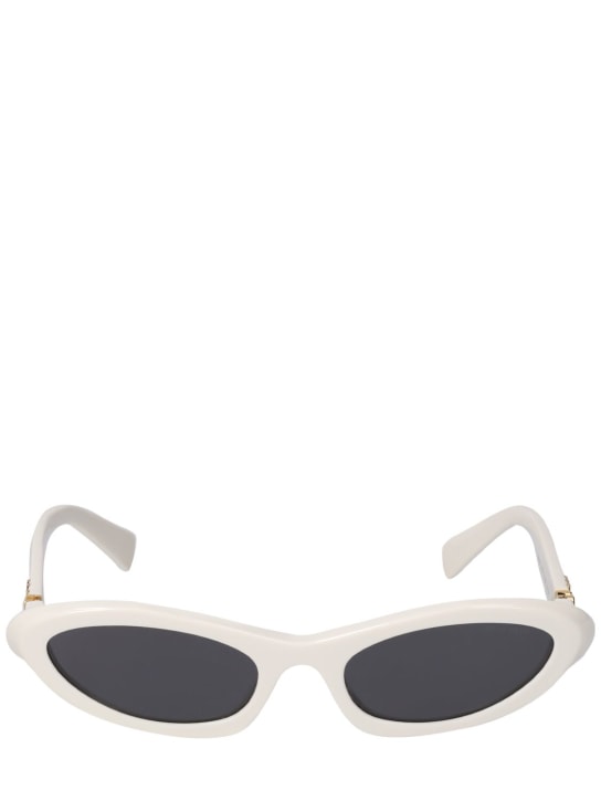 Miu Miu: Cat-eye acetate sunglasses - White/Grey - women_0 | Luisa Via Roma