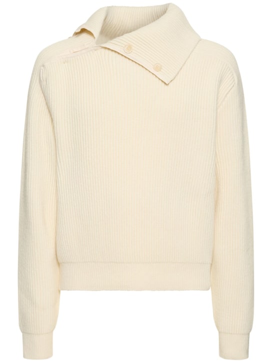 Jacquemus: Suéter de lana - Off-White - men_0 | Luisa Via Roma