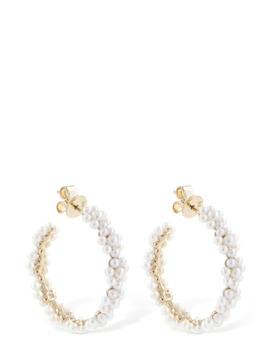 SOPHIE BILLE BRAHE: Grande Boucle Parc 14kt & pearl earrings - Pearl - women_0 | Luisa Via Roma
