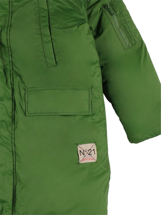 N°21: Nylon puffer jacket - Green - kids-girls_1 | Luisa Via Roma