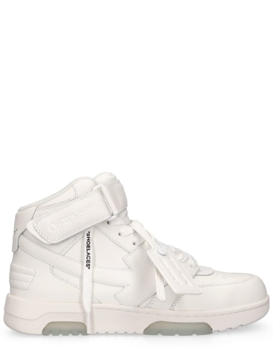Off-White: 30mm mid top leather sneakers - White - women_0 | Luisa Via Roma