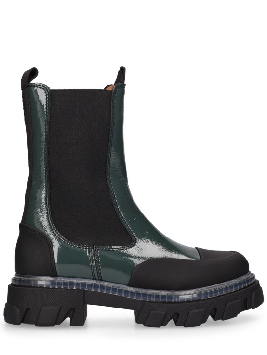 GANNI: 50mm Cleated mid Chelsea boots - Green - women_0 | Luisa Via Roma