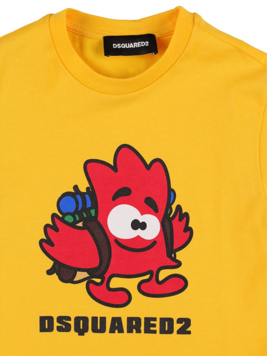 Dsquared2: T-Shirt aus Baumwolljersey mit Logo - Gelb - kids-boys_1 | Luisa Via Roma
