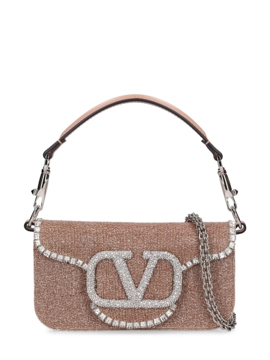 Valentino Garavani: Small Locò leather top handle bag - Crystal Rose - women_0 | Luisa Via Roma