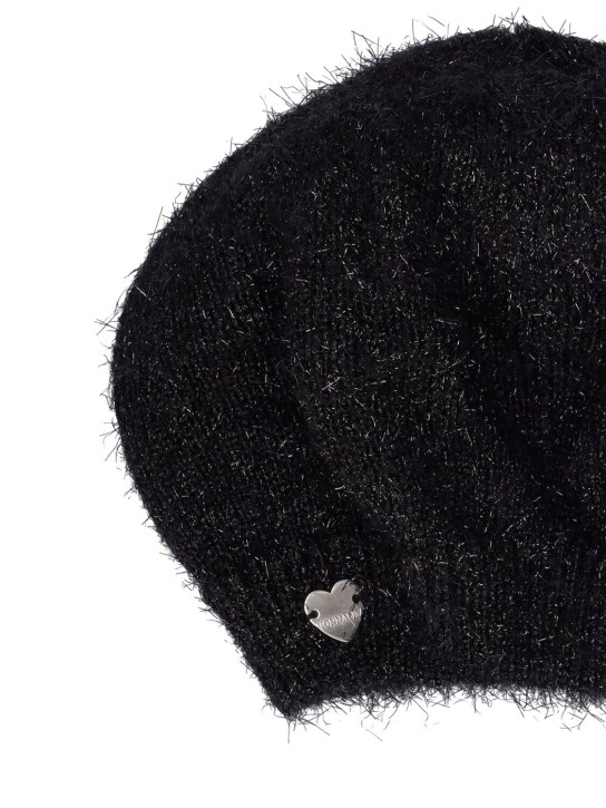 Monnalisa: Fuzzy knit lurex hat - Black - kids-girls_1 | Luisa Via Roma