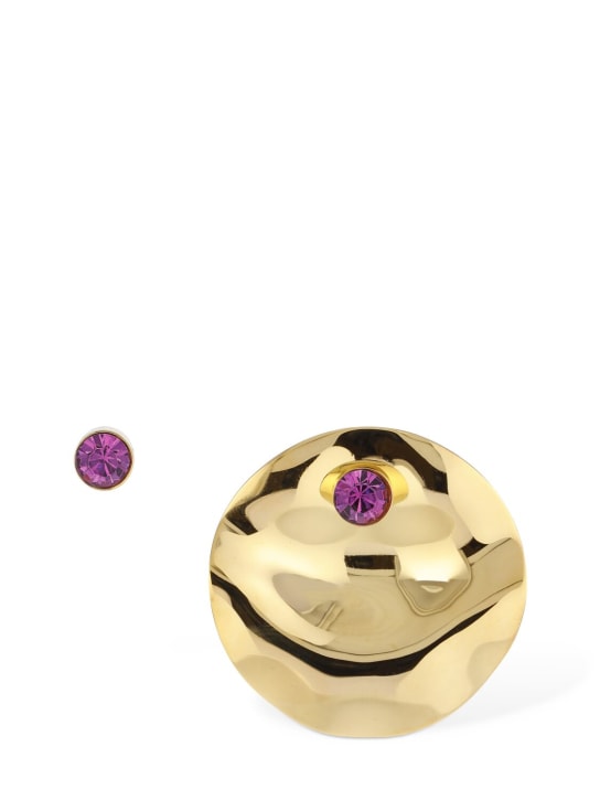Dries Van Noten: Mix-Match brass & glass earrings - Gold/Purple - women_0 | Luisa Via Roma