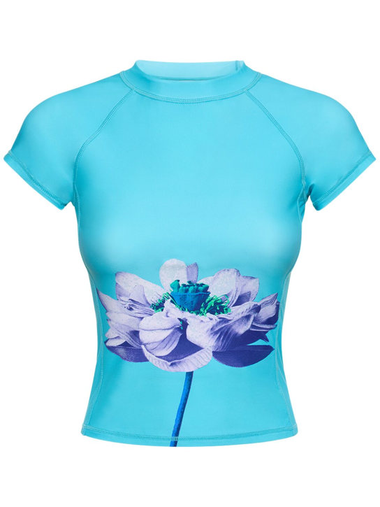 Miaou: Camiseta de jersey estampado - Azul/Multi - women_0 | Luisa Via Roma