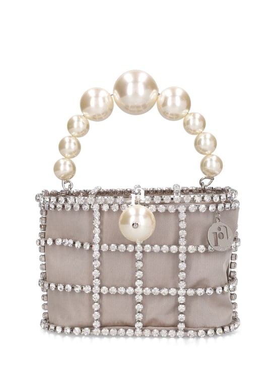 Rosantica: Holly crystal & pearl top handle bag - Silver - women_0 | Luisa Via Roma