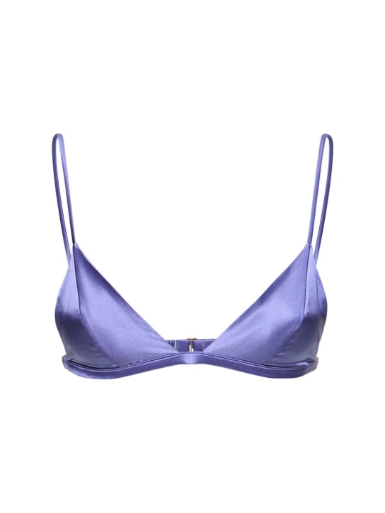 Fleur Du Mal: Luxe triangle silk satin bra - Purple - women_0 | Luisa Via Roma