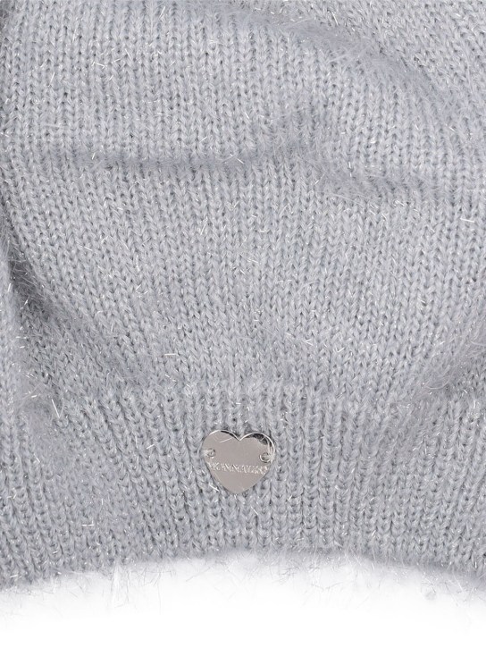Monnalisa: Fuzzy knit lurex hat - Grey - kids-girls_1 | Luisa Via Roma