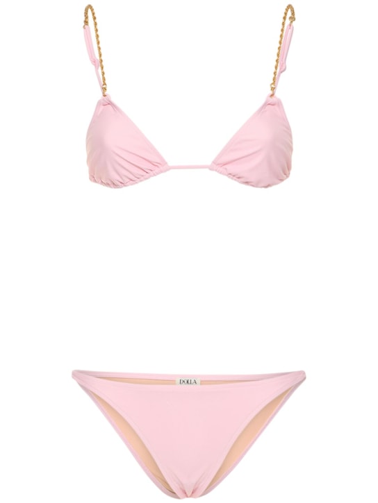 Dolla Paris: Dolores triangle bikini set w/chain - Rosa - women_0 | Luisa Via Roma