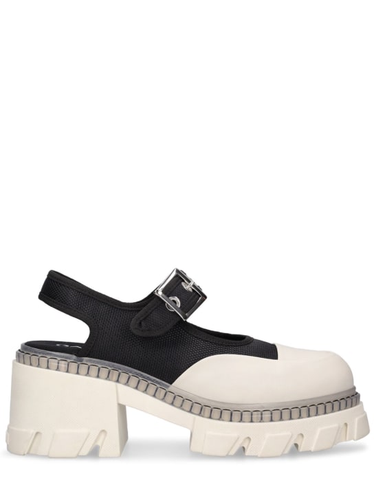 GANNI: 85mm Cleated heeled slingback sandals - Black/White - women_0 | Luisa Via Roma