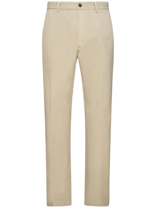 Dsquared2: Pantalon en sergé de coton à logo - Light Taupe - men_0 | Luisa Via Roma