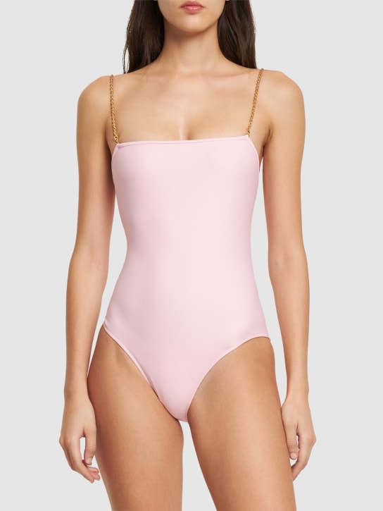 Dolla Paris: Lola one piece swimsuit w/chain straps - Pink - women_1 | Luisa Via Roma