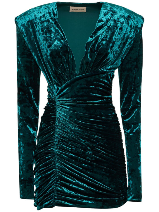 Alexandre Vauthier: Vestido corto de terciopelo - Cypress Green - women_0 | Luisa Via Roma
