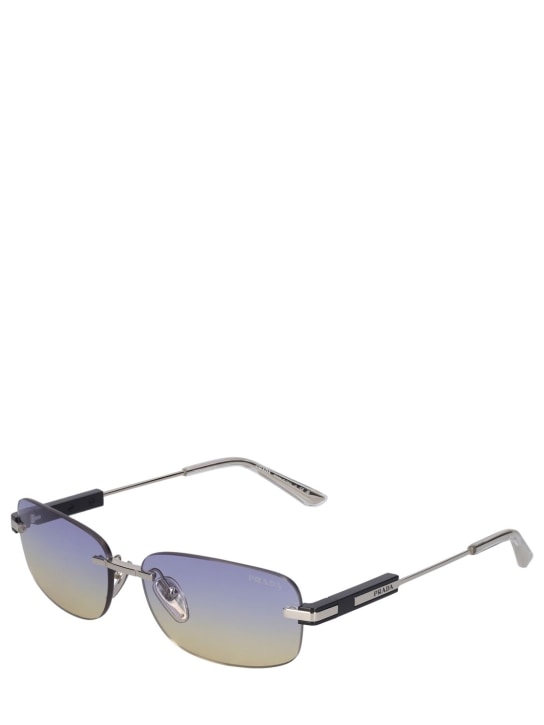 Prada: Heritage squared metal sunglasses - Silver/Violet - men_1 | Luisa Via Roma