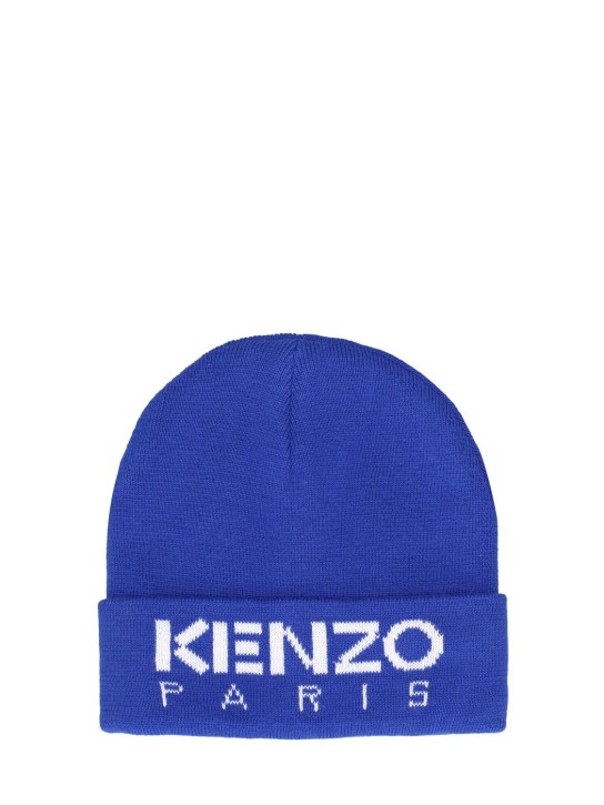 Kenzo Kids: Cotton & wool beanie w/ logo - Navy - kids-boys_0 | Luisa Via Roma