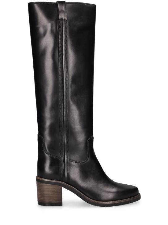 Isabel Marant: 50mm Seenia leather tall boots - Black - women_0 | Luisa Via Roma