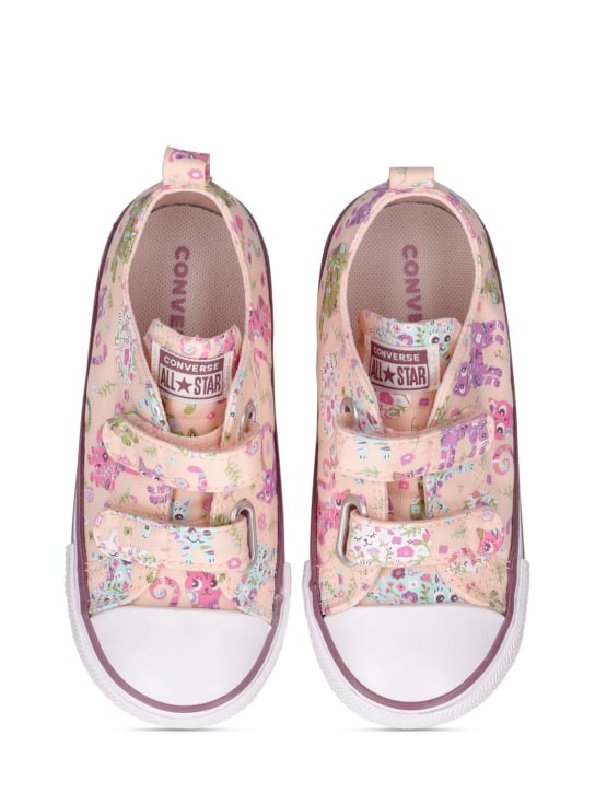 Converse: Sneakers en toile imprimé chats Chuck Taylor - Rose - kids-girls_1 | Luisa Via Roma