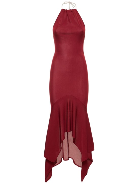 Alexandre Vauthier: Viscose jersey long halter dress - Dark Red - women_0 | Luisa Via Roma