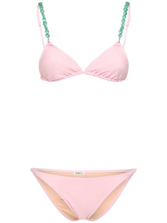 Dolla Paris: Dolores bikini set w/bead straps - Pink - women_0 | Luisa Via Roma
