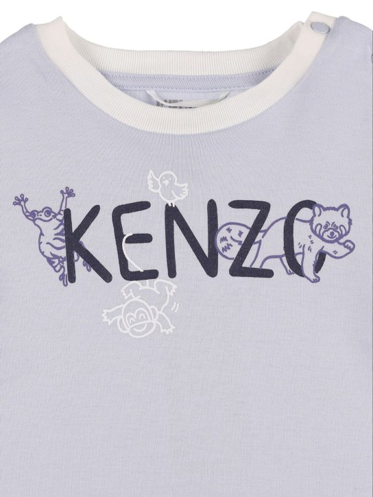 Kenzo Kids: T-shirt & jogging en coton imprimé logo - Bleu - kids-boys_1 | Luisa Via Roma