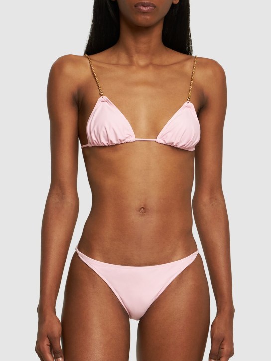 Dolla Paris: Dolores triangle bikini set w/chain - Pink - women_1 | Luisa Via Roma