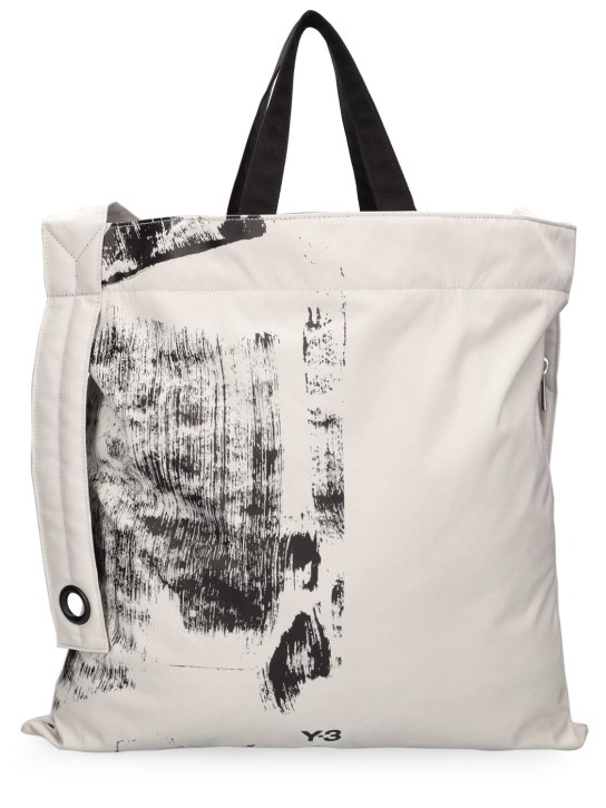 Y-3: AOP printed tech tote bag - Beige - women_0 | Luisa Via Roma